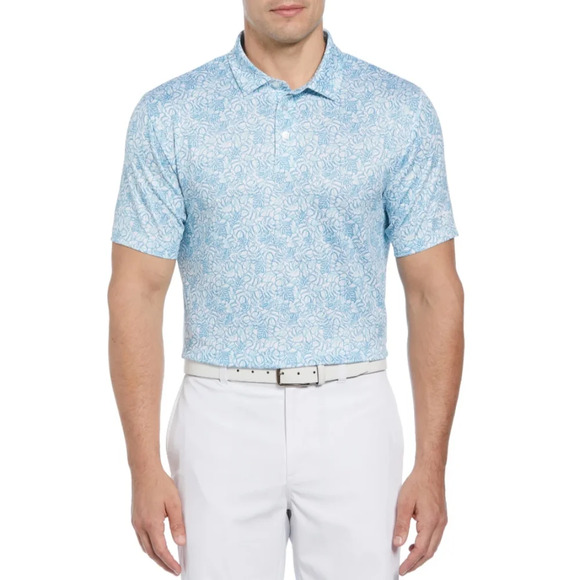 Ben Hogan Men's Size XXL (46/48) Glowing Foliage Print Golf Polo Shirt White/Blu - Picture 1 of 5